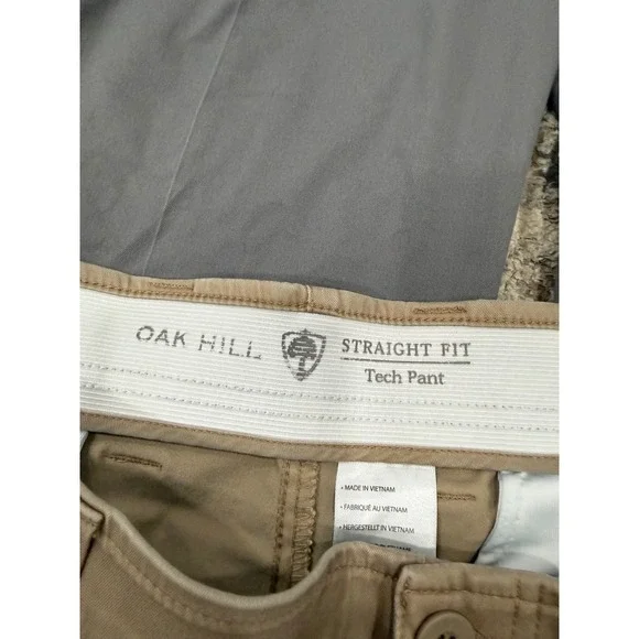 Oak Hill Mens Straight Fit Tech Pant Lot of 2 Khaki Grey 44x28 DXL Business - Picture 2 of 16